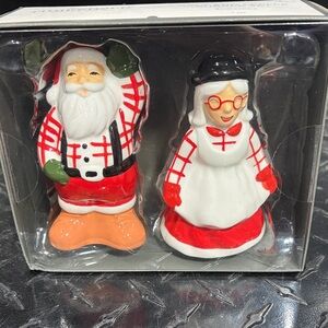 Threshold Festive Santa and Mrs. Claus Salt and Pepper Shakers NIB